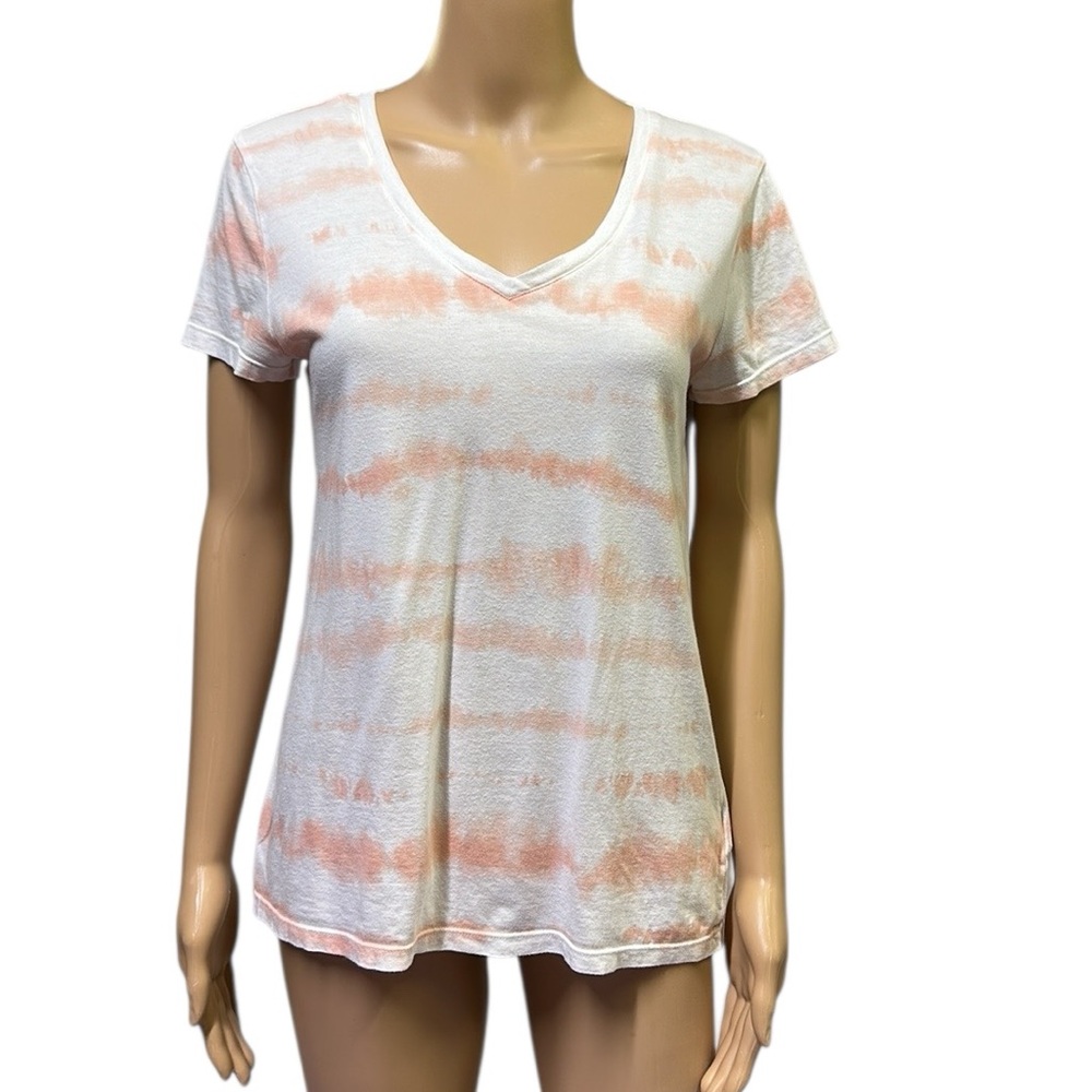 Gap Coral White Tie Dye Favorite Tee V Neck Short Sleeve Tshirt Cotton Modal M